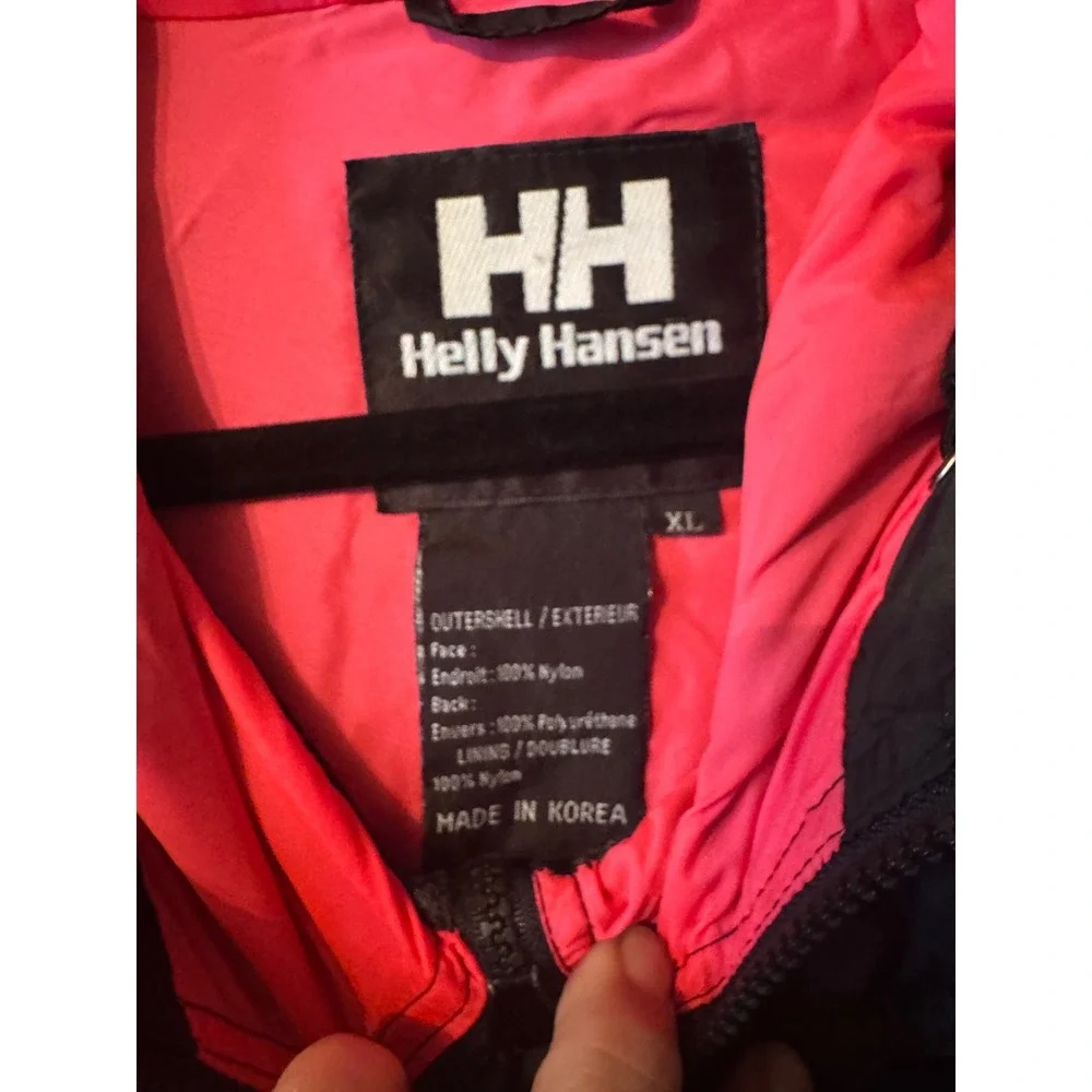 Helly Hansen Packable Rain Jacket XL Black Neon Pink Hooded Windbreaker Gorpcore